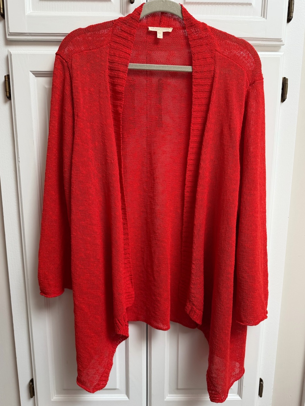 Eileen Fisher Red Orange Linen Cotton Open Cardigan Size 3X